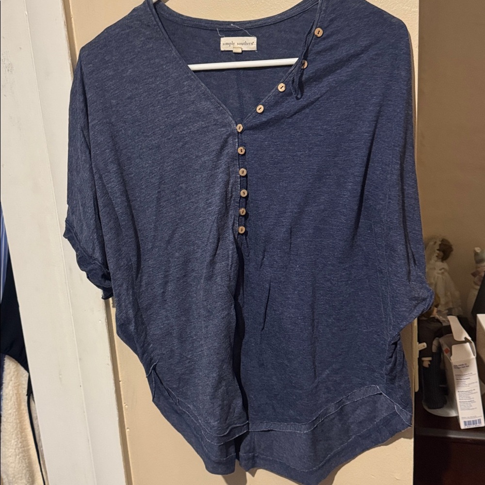 Simply Southern Blue Button-Up Top